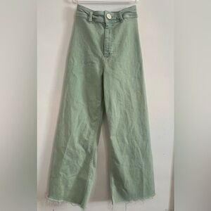 Zara High Waisted Marine Straight Mint Green Jeans Size 6